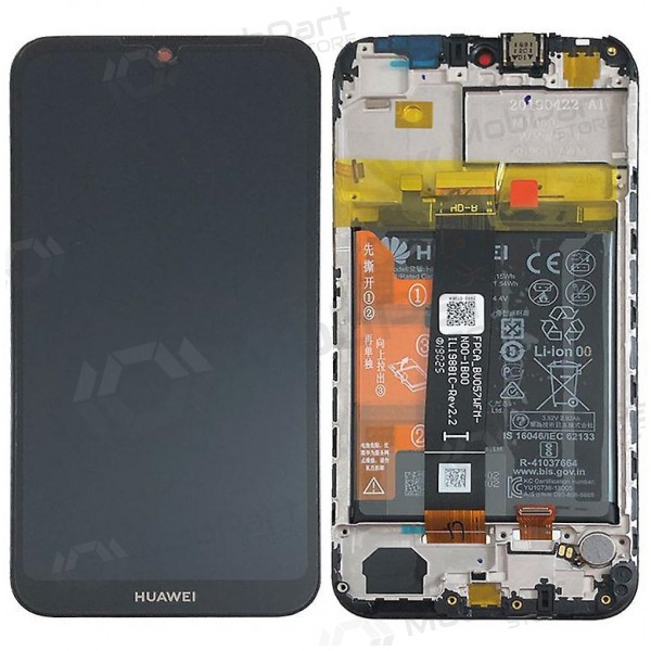 Huawei Y5 2019 scherm (zwart) (met een frame en batterij) (service pack) (origineel)