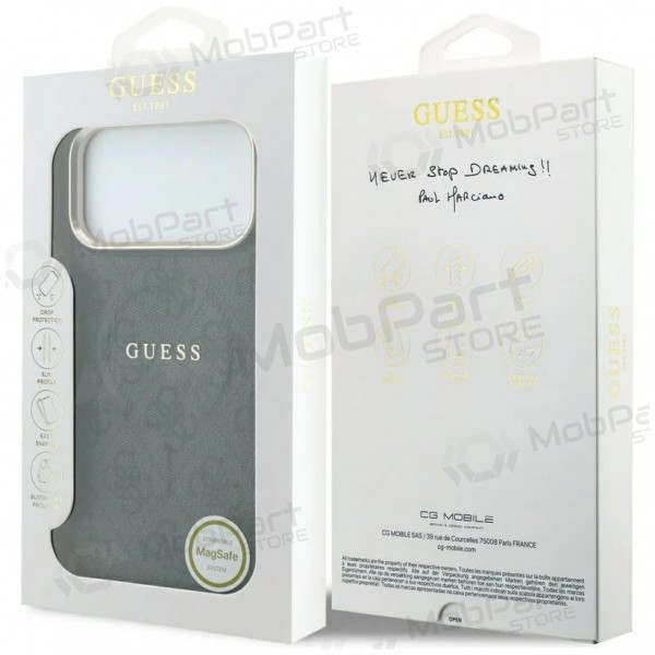Apple iPhone 18 Pro Max hoesje - Guess PU Leather 4G Gold Frame Embossed MagSafe (zwart)