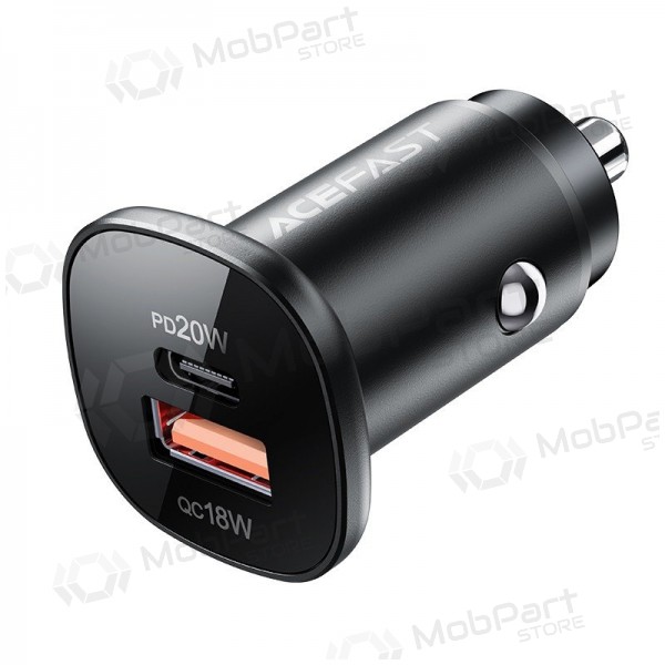 Lader automobilinis Acefast B1 Mini 38W USB-C+USB-A zwart