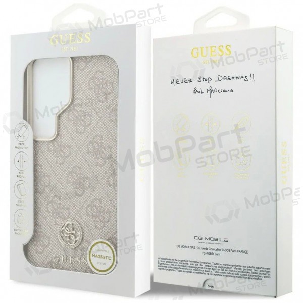 Samsung Galaxy S26 Ultra hoesje - Guess PU Leather 4G Strass Logo Gold Frame Magnetic (roze)