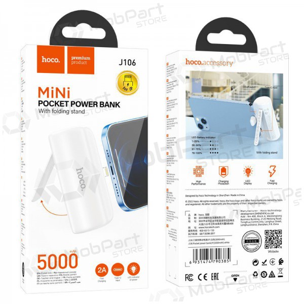 Externe batterij Power Bank Hoco J106 Lightning 5000mAh wit
