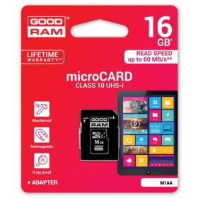 Geheugenkaart GOODRAM MicroSD 16Gb (class 10) + SD adapter