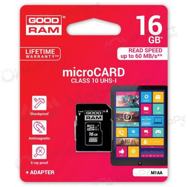 Geheugenkaart GOODRAM MicroSD 16Gb (class 10) + SD adapter