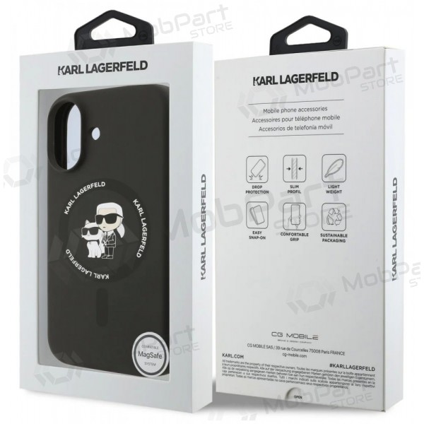Apple iPhone 17 hoesje - Karl Lagerfeld Liquid Silicone Karl and Choupette MagSafe (zwart)