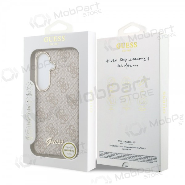Samsung Galaxy S26 hoesje - Guess PU 4G Script Metal Logo Magnetic (roze)