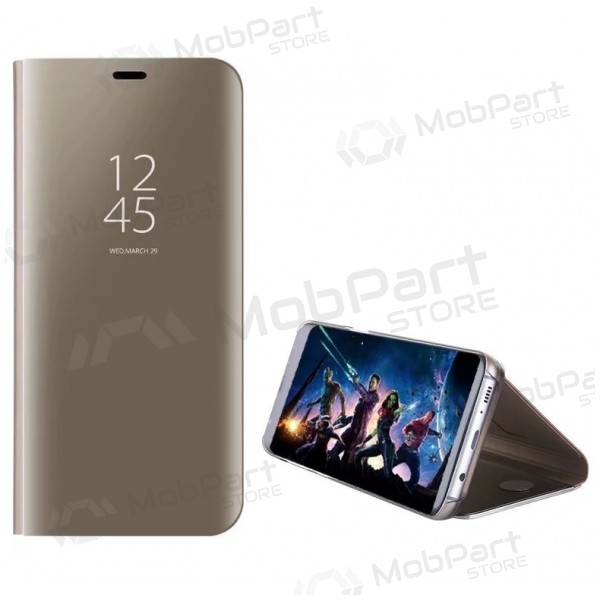 Samsung J330 Galaxy J3 2017 hoesje - Clear View Stand Cover (goud)