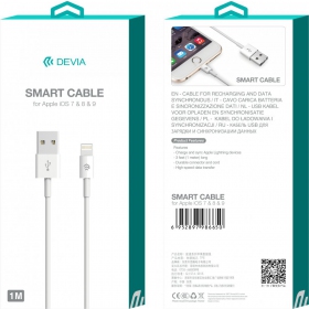 USB kabel Devia Smart Lightning 2.0m (wit)