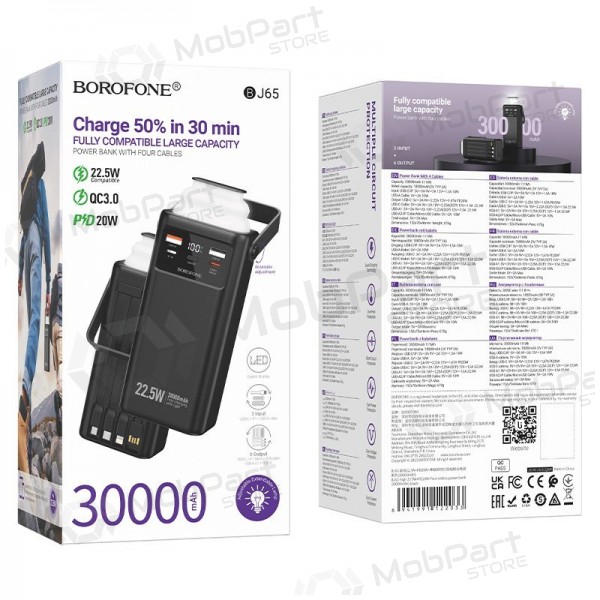 Externe batterij Power Bank Borofone BJ65 22.5W 30000mAh zwart