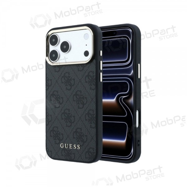Apple iPhone 18 Pro hoesje - Guess PU Leather 4G Gold Frame MagSafe (zwart)