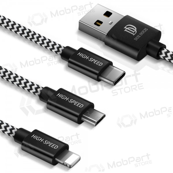 USB-kabel Dux Ducis K-ONE 3in1 microUSB-Lightning-Type-C FastCharging 1,2m
