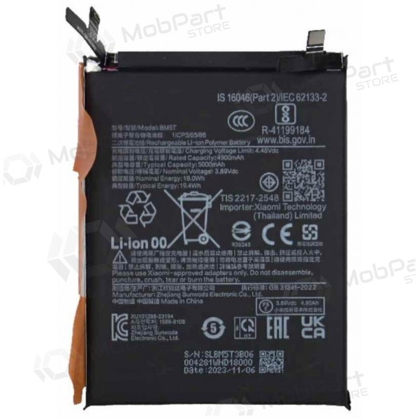 Xiaomi 13T, 14T, Poco X6 Pro, Poco M6 Pro 4G, Redmi Note 13 Pro 4G batterij, accu (BM5T) (Premium)
