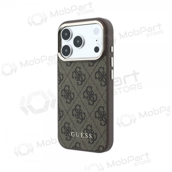 Apple iPhone 18 Pro Max hoesje - Guess PU Leather 4G Gold Frame MagSafe (bruin)