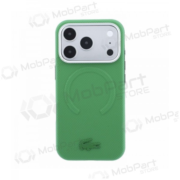 Apple iPhone 18 Pro hoesje - Lacoste PVC Petit Pique Semi Wrap Embossed MagSafe (groen)