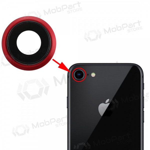 Apple iPhone 8 / SE 2020 / SE 2022 camera glas (rood) (met een frame)