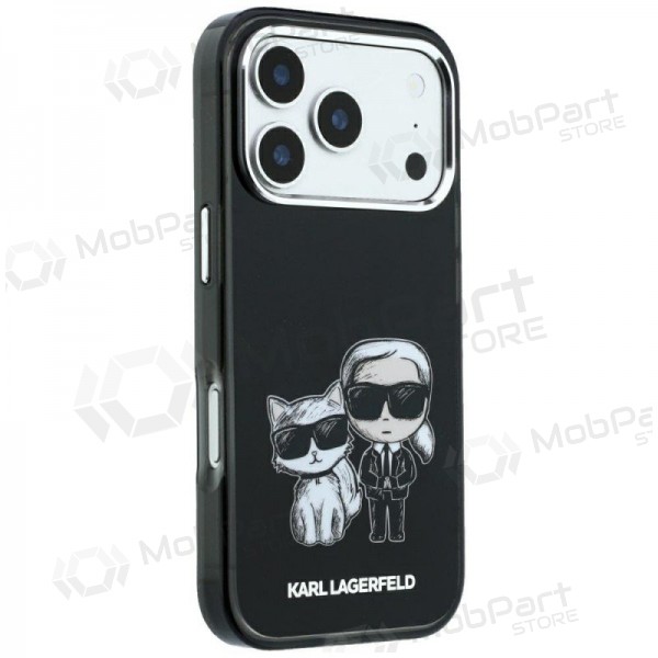 Apple iPhone 18 Pro hoesje -Karl Lagerfeld PU Semi Wrap Smooth Sketch Bodies MagSafe- (zwart)