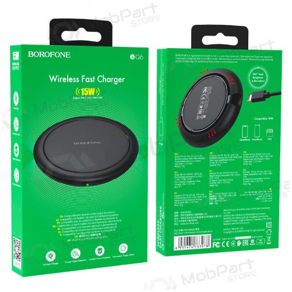 Lader draadloze Borofone BQ6 QC3.0 (15W) (zwart)