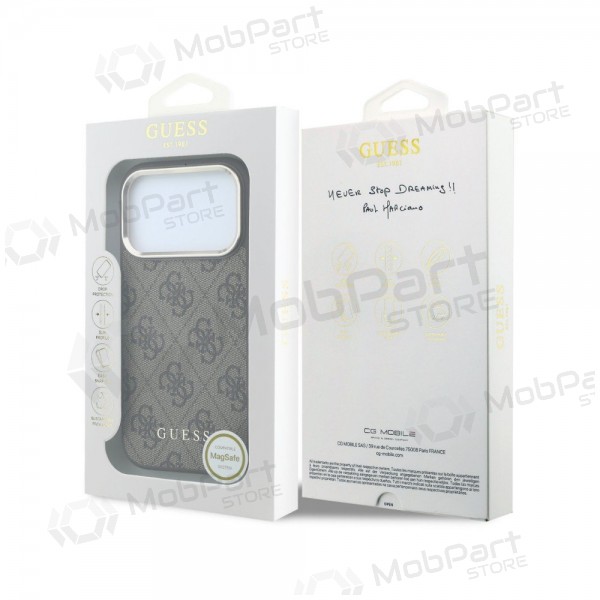 Apple iPhone 18 Pro Max hoesje - Guess PU Leather 4G Gold Frame MagSafe (bruin)