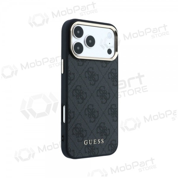 Apple iPhone 18 Pro Max hoesje - Guess PU Leather 4G Gold Frame MagSafe (zwart)