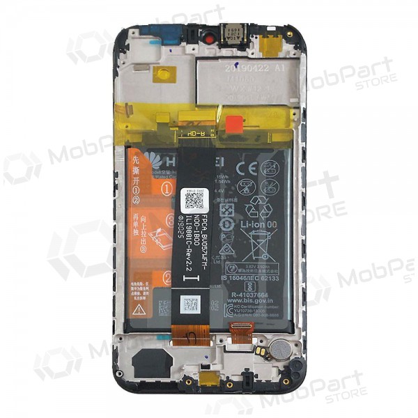 Huawei Y5 2019 scherm (zwart) (met een frame en batterij) (service pack) (origineel)
