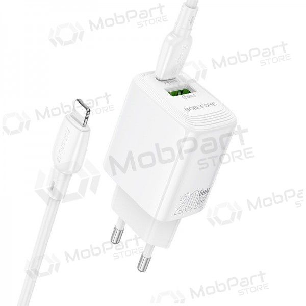 Telefoonoplader Borofone BN27 20 W USB-C + USB-A met Lightning-kabel 1 m wit