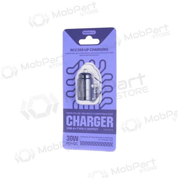 Autolader Remax RCC359 30 W USB-C + USB-A zwart