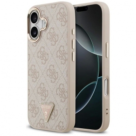 Apple iPhone 17 hoesje - Guess PU Leather 4G Strass Triangle Logo Gold Frame MagSafe