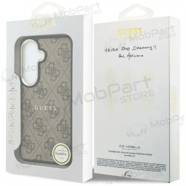 Samsung Galaxy S26 hoesje - Guess PU Leather 4G Gold Frame Magnetic (bruin)