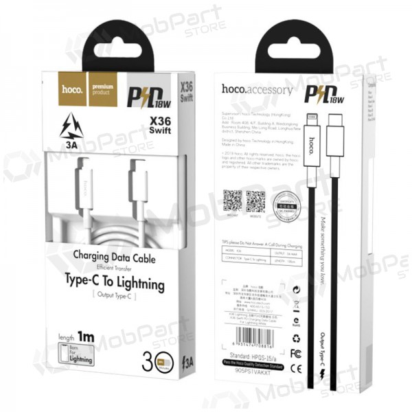USB kabel Hoco X36 PD Type-C - Lightning 1.0m (wit)