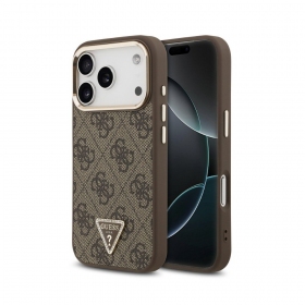 Apple iPhone 18 Pro Max hoesje - Guess PU Leather 4G Strass Triangle Logo Gold Frame MagSafe