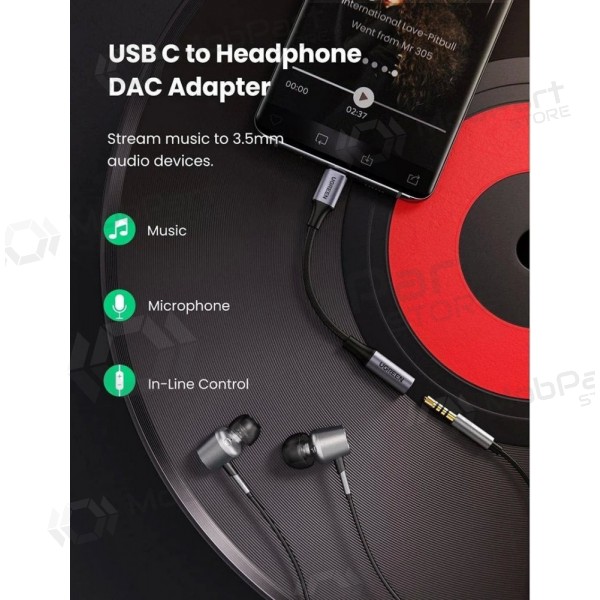 Audioadapter Ugreen AV161 USB-C naar 3.5 mm grijs