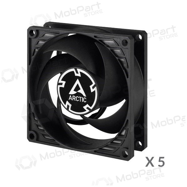 ARCTIC P8 Silent ypač tylūs korpuso ventiliatoriai, 3-pin, 80mm, juodi, 5 stuks.