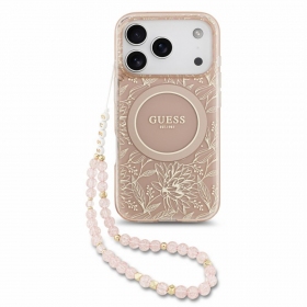 Apple iPhone 18 Pro Max hoesje - Guess IML Flowers Allover Strap MagSafe
