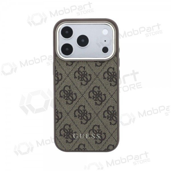 Apple iPhone 18 Pro Max hoesje - Guess PU Leather 4G Gold Frame MagSafe (bruin)