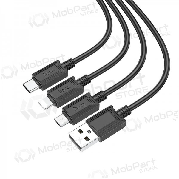 USB kabel Hoco X74 3in1 microUSB-Lightning-Type-C 1.0m (zwart)