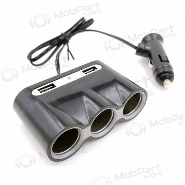 Autolader OMEGA TRIPLE OUC913 (2xUSB 2.4A) (zwart)