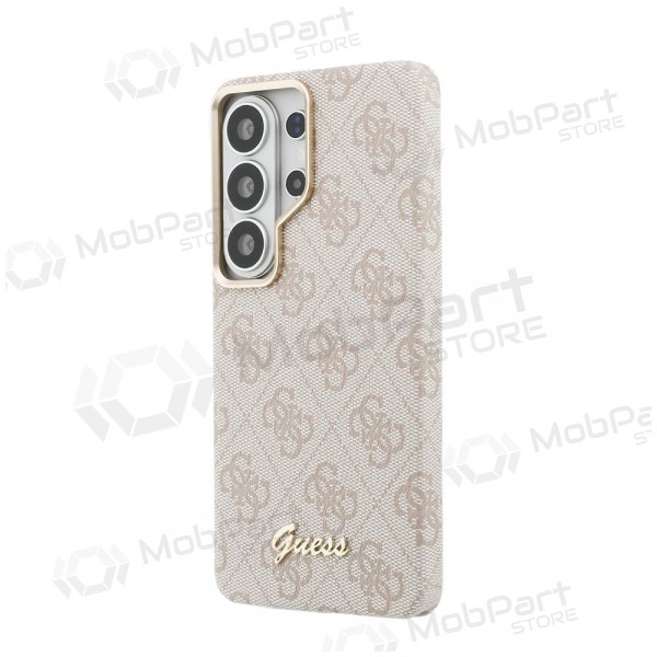 Samsung Galaxy S26 Ultra hoesje - Guess PU 4G Script Metal Logo Magnetic (roze)
