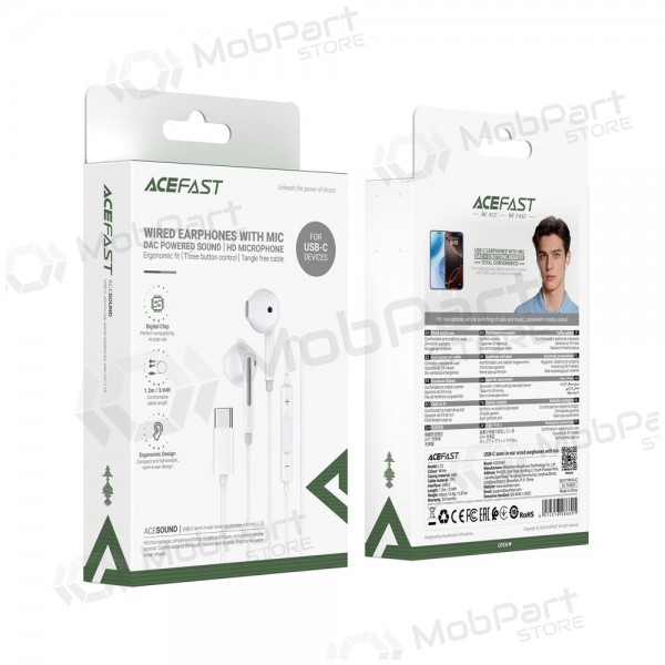 USB-C oortelefoons Acefast L13 wit