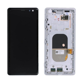 Sony Xperia XZ3 H8416 / H9436 scherm (wit) (met een frame) (gebruikt grade A, origineel)