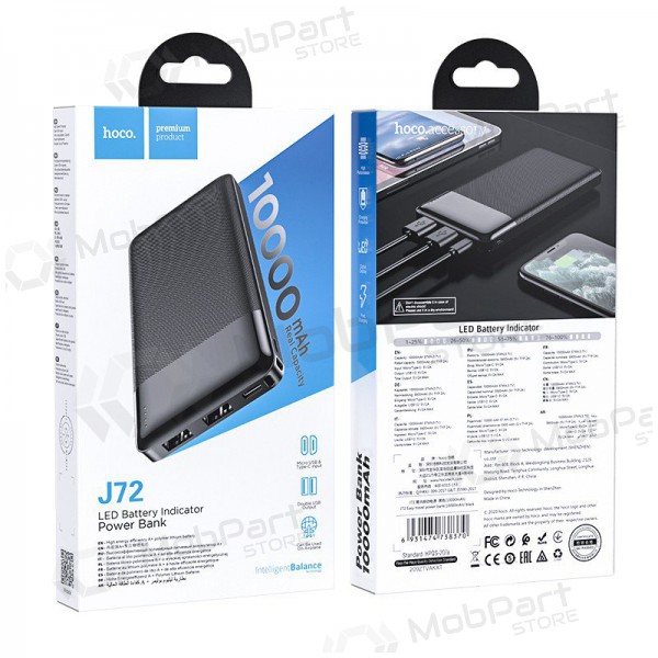 Externe batterij Power Bank Hoco J72 10000mAh zwart
