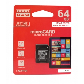 Geheugenkaart GOODRAM MicroSD 64Gb (class 10) + SD adapter