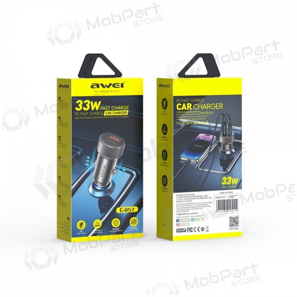 Autolader Awei C-857 33W USB-C/USB-A zwart