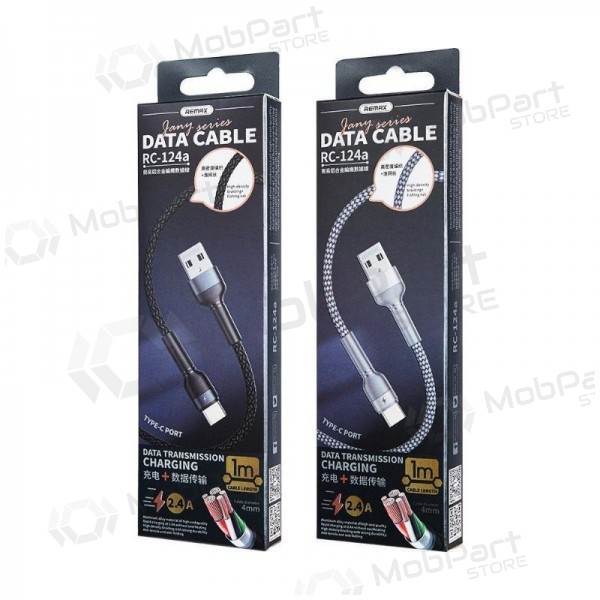 USB kabel Remax RC-124a USB-A to USB-C 1.0m zwart