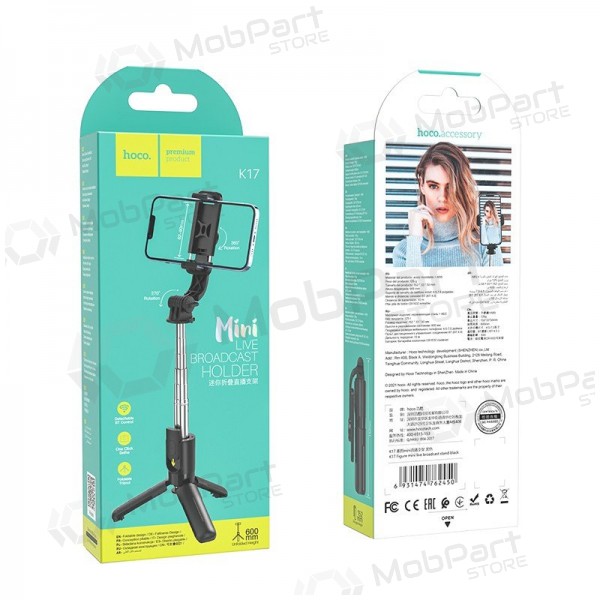 Selfiestick Hoco K17 Mini su trikojo funkcija zwart