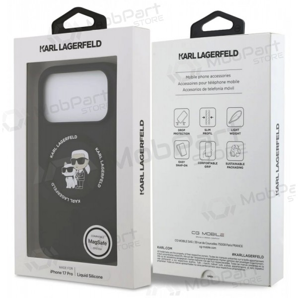 Apple iPhone 17 Pro hoesje - Karl Lagerfeld Liquid Silicone Karl and Choupette MagSafe (zwart)