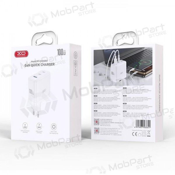 Telefoonoplader XO CE35 100 W 2x USB-C + USB-A wit