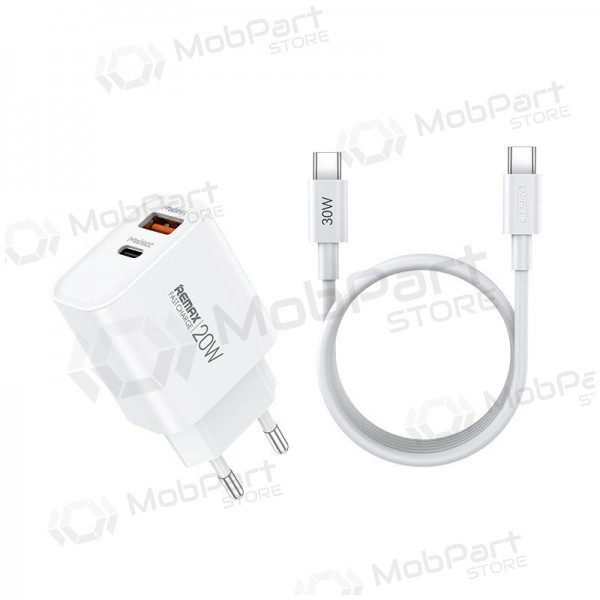 Telefoonoplader Remax RP-U120 20 W USB-C + USB-A met USB-C kabel 1 m wit