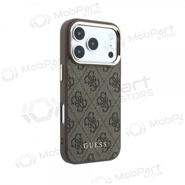 Apple iPhone 18 Pro hoesje - Guess PU Leather 4G Gold Frame MagSafe (bruin)