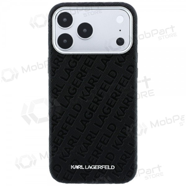 Apple iPhone 18 Pro hoesje - Karl Lagerfeld PU Grained Allover Semi Wrap MagSafe (zwart)