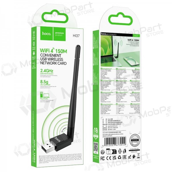 USB Wi-Fi-adapter Hoco HI37 USB Wi-Fi 4 zwart