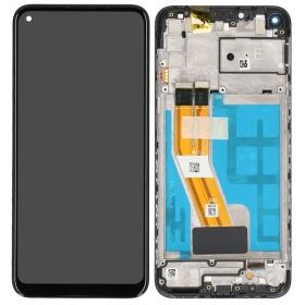 Ekranas Samsung M115 M11 2020 su lietimui jautriu stikliuku en rėmeliu Black origineel